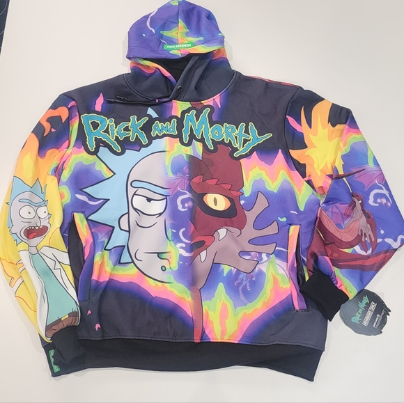 Rick and Morty Hoodie Size XL Members Only by Adult Swim. Graphic design hood - Picture 2 of 9